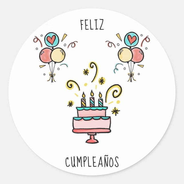 Sticker Rond Feliz Cumpleaños | Joyeux anniversaire (Devant)