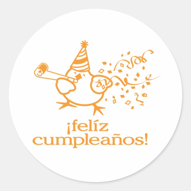 Sticker Rond ¡felíz cumpleaños ! = joyeux anniversaire ! autoco (Devant)