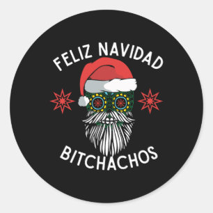 Sticker Rond Feliz Navidad Achos Funky Spanish Joyeux Noël