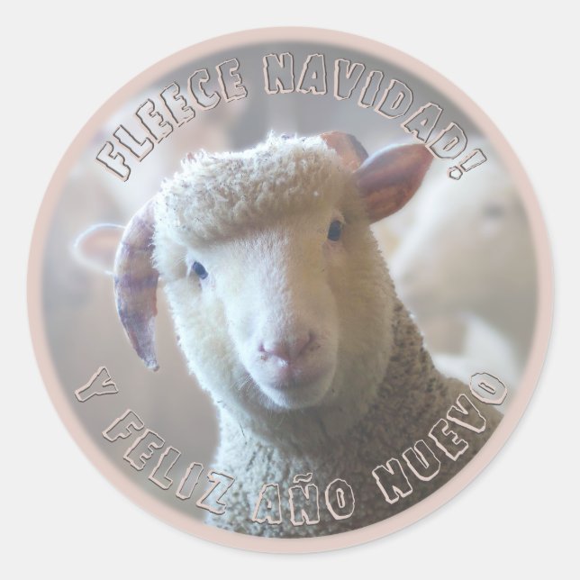 Sticker Rond Feliz Navidad Pink Sheep Enveloppe de Noël Sceau (Devant)