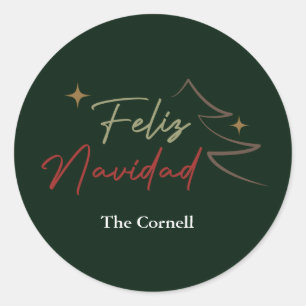 Sticker Rond Feliz Navidad Script