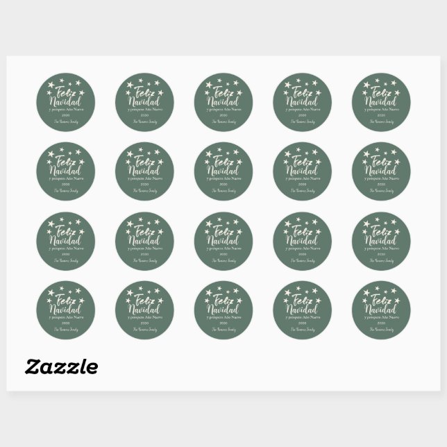 Sticker Rond Feliz Navidad y próspero Año Nuevo Holiday (Feuille)