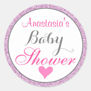 Sticker Rond Féminin et glamour rose lilas violet paillettes Ba