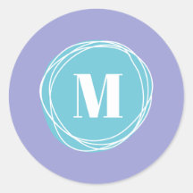 Feminine Moderne Périwinkle Aqua Monogramme