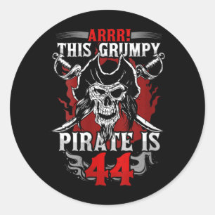 Sticker Rond Femme 44e anniversaire Gpy Pirate qui a quarante a