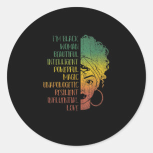 Sticker Rond Femme Africaine Gift Melanin Pride Histo Noir