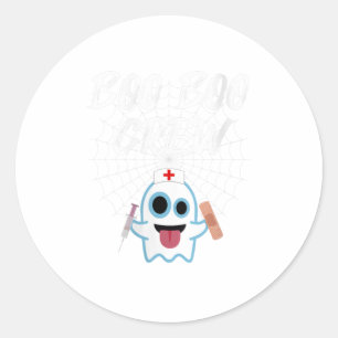 Sticker Rond Femme Boo Boo Crew Funny Nurse Halloween Ho