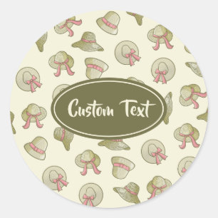 Sticker Rond Femme Casquette d'été Jaune