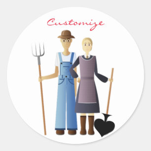 Sticker Rond Femme d'agriculteur Reine de Spades Thunder_Cove