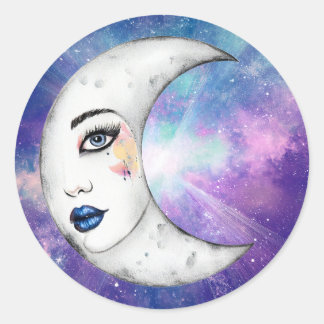 Sticker Rond femme dans la lune