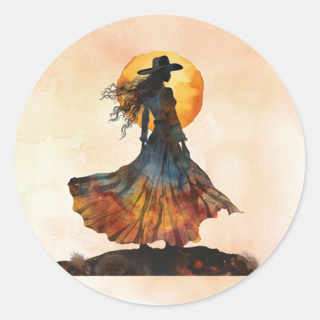 Sticker Rond Femme dansante occidentale (Devant)