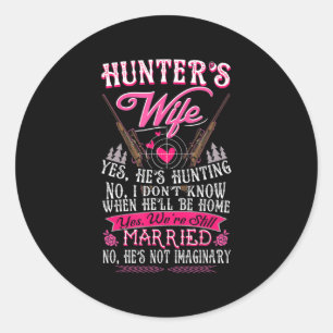 Sticker Rond Femme de chasseur Oui Il chasse un don de cerf pou