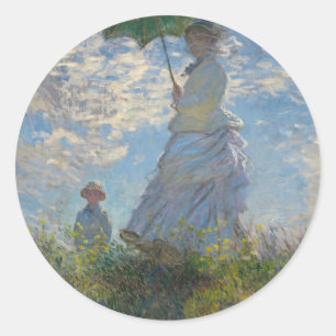 Sticker Rond Femme de Claude Monet avec un parasol 1875