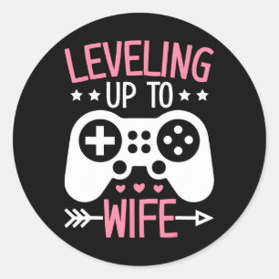 Sticker Rond Femme de joueur Maman passant au niveau supérieur 