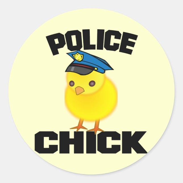 Sticker Rond Femme de police (Devant)