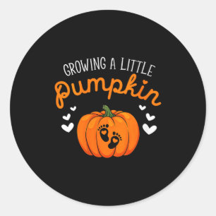 Sticker Rond Femme enceinte Citrouille Halloween Grossesse en c