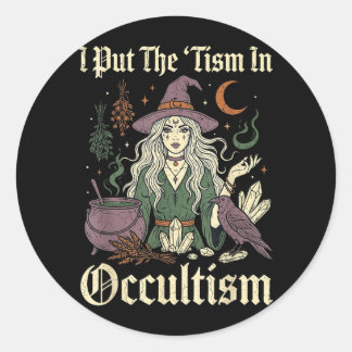 Sticker Rond Femme ensorceleuse Sorcières Wiccanes Bruja Fémini