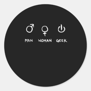 Sticker Rond Femme Geek