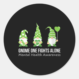 Sticker Rond Femme Gnome One combat solitaire Mentale Award