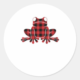 Sticker Rond Femme Grenouille Rouge Buffle Plaid Noël