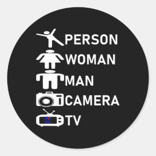Sticker Rond Femme Homme Camera Tv Go Vote 2020