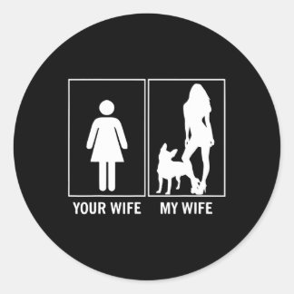 Sticker Rond Femme Ma Femme Amusante French Bulldog Lover