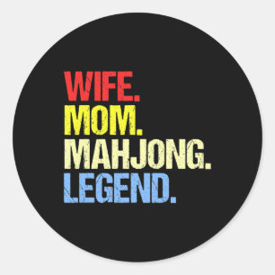Sticker Rond Femme Maman Mahjong Légende Mahjong Joueur Mahjong