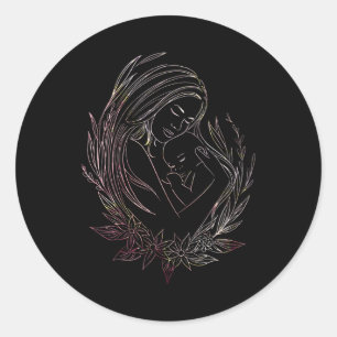 Sticker Rond Femme Mère Bébé Mini-femme Doula