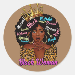 Sticker Rond Femme noire Afro
