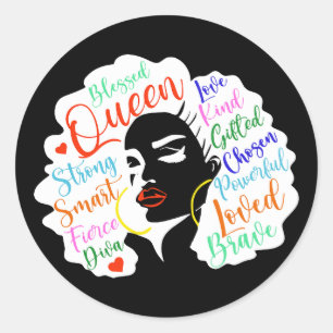 Sticker Rond Femme noire forte