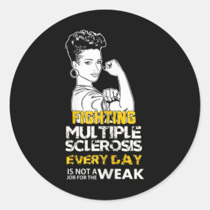 Sticker Rond Femme noire Sclérose en plaques Guerrière Forte