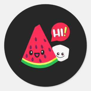 Sticker Rond Femme Pastèque Sucre Salut Drôle de dicton Salut É