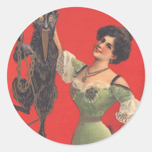 Sticker Rond Femme qui regarde Krampus (Devant)