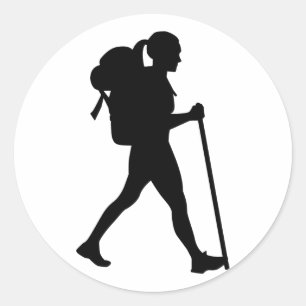 Sticker Rond femme randonnée