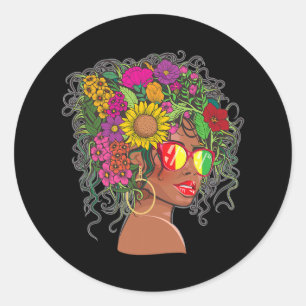 Sticker Rond Femmes afro-américaines Black Melanin Queen Ju