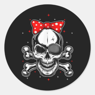 Sticker Rond Femmes &amp ; Filles mignonnes Pirate Crossbones