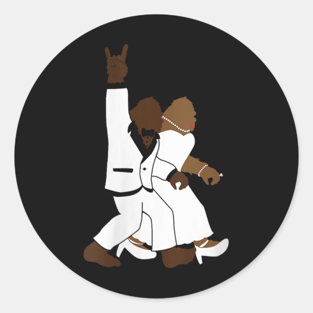 Sticker Rond FEMMES Bigfoot Rock N Rouleau Nouveau-marié cadeau (Devant)