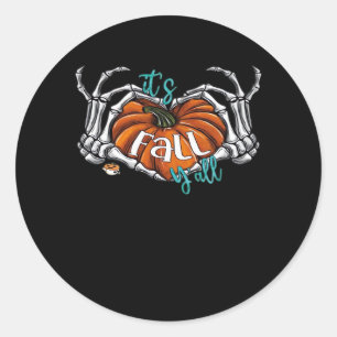 Sticker Rond Femmes C’est l’automne Y’all Citrouille Gnome Autu