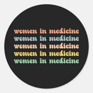 Sticker Rond Femmes en médecine Rétro future infirmière