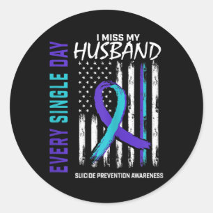 Sticker Rond Femmes Je Manque Mon Mari Suicide Sensibilisation