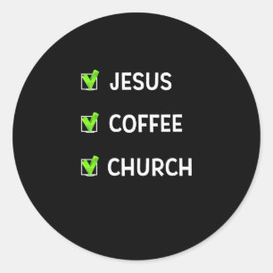 Sticker Rond Femmes Jésus Café Et L'Église Vérifier Mark Christ