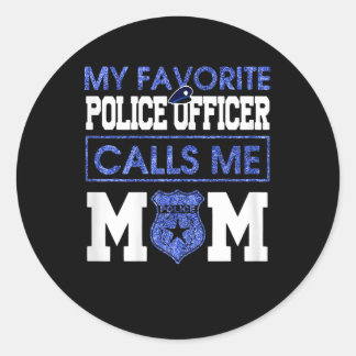 Sticker Rond Femmes Mon Officier De Police Préféré M'Appelle Ma
