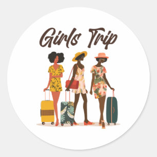 Sticker Rond Femmes noires Voyage Afro Queen Melanin Africain