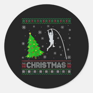 Sticker Rond Femmes Pole Vault Xmas Tree Lighting laide Noël