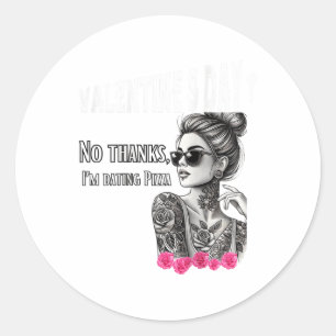 Sticker Rond Femmes pour la Saint Valentin tatouée célibataire