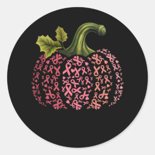 Sticker Rond Femmes rose Ruban Citrouille Sensibilisation au ca