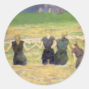 Sticker Rond Femmes se baignant à Dieppe de Paul Gauguin