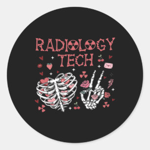 Sticker Rond Femmes technicienne radiologie de la Saint-Valenti
