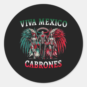 Sticker Rond Femmes Viva Mexique Dia De Los Muertos - Jour Des