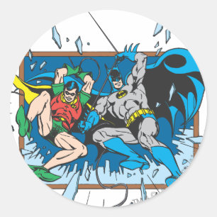 Sticker Rond Fenêtre Batman & Robin Shatter